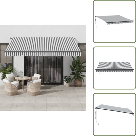 Tenda da sole per patio - vidaXL Tenda Sole Retrattile Automatica 400x350 cm Antracite e Bianco - Tenda da sole per balcone