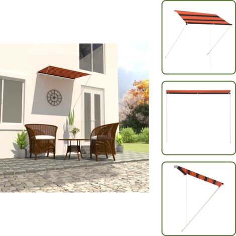 Tenda da sole per terrazza - vidaXL Tenda da Sole Retrattile 200x150 cm Arancione e Marrone - Tenda da sole impermeabile