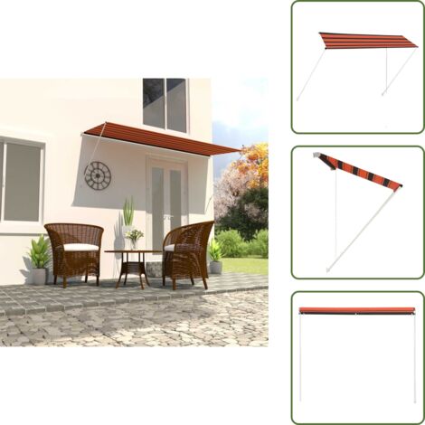 Tenda da sole per terrazza - vidaXL Tenda da Sole Retrattile 300x150 cm Arancione e Marrone - Tenda da sole impermeabile