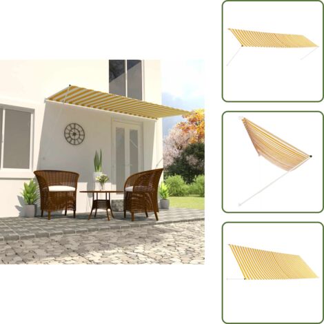 Tenda da sole per terrazza - vidaXL Tenda da Sole Retrattile 400x150 cm Giallo e Bianco - Tenda da sole impermeabile