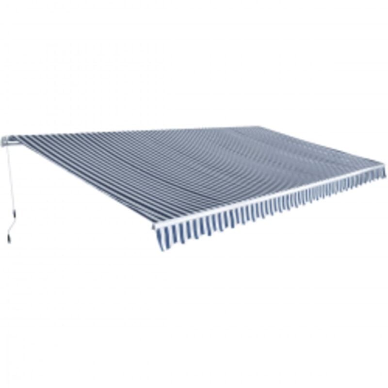 Tenda da Sole Pieghevole Manuale 600 cm Blu/Bianca Vidaxl 239334