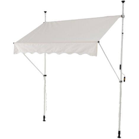 Tenda da sole regolabile per esterni senza foratura con manovella, Tenda da sole e giardino 200 x 210-300 cm Beige