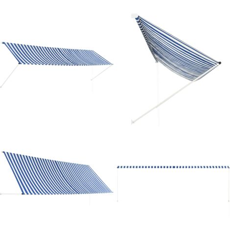 Tenda da Sole Retrattile 400x150 cm Blu e Bianco - Tenda da sole per finestra - Tenda da sole per balcone
