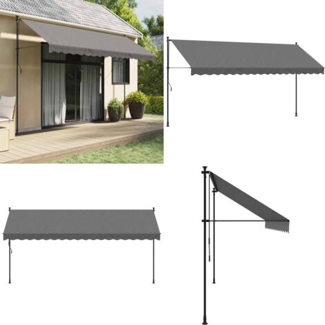 Tenda da Sole Retrattile Antracite 400x150 cm Tessuto e Acciaio - Tenda retrattile - Ombra da patio