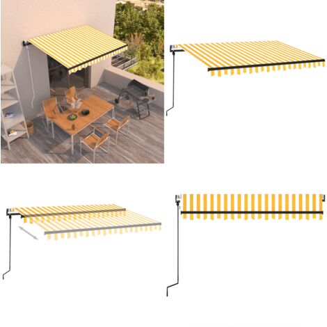 Tenda da Sole Retrattile Automatica 350x250 cm Gialla e Bianca - Tenda da sole automatica - Tenda da sole esterna