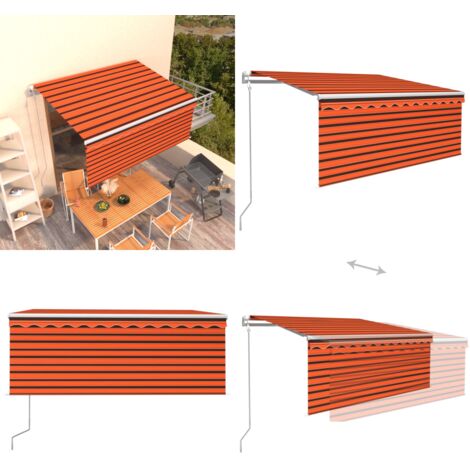 Tenda da Sole Retrattile Automatica 3x2,5m Arancione e Marrone - Tenda da sole automatica - Tenda da sole esterna
