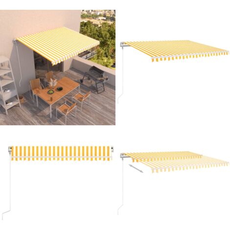 Tenda da Sole Retrattile Automatica 400x350 cm Gialla e Bianca - Tenda da sole automatica - Tenda da sole esterna