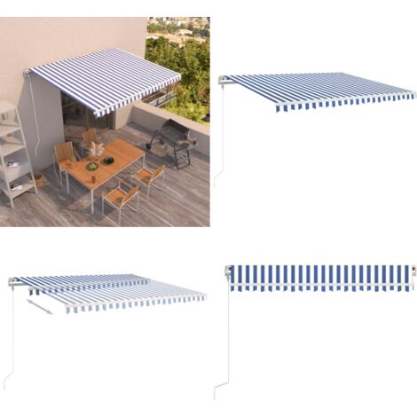 Tenda da Sole Retrattile Automatica 450x350 cm Blu e Bianca - Tenda da sole automatica - Tenda da sole esterna