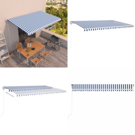 Tenda da Sole Retrattile Automatica 500x350 cm Blu e Bianca - Tenda da sole automatica - Tenda da sole esterna