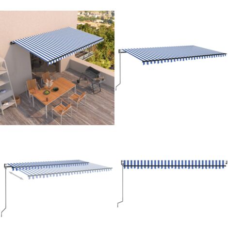 Tenda da Sole Retrattile Automatica 500x350 cm Blu e Bianca - Tenda da sole esterna - Tenda da sole automatica