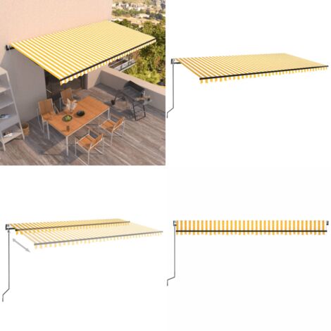 Tenda da Sole Retrattile Automatica 600x350 cm Gialla e Bianca - Tenda da sole automatica - Tenda da sole esterna