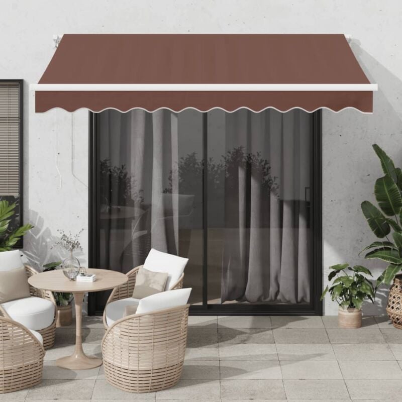 Torana - Tenda da Sole Retrattile Automatica con led Marrone 300x250 cm