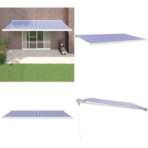 Tenda da Sole Retrattile Blu e Bianca 5x3 m Tessuto e Alluminio - Tenda retrattile - Ombra da giardino