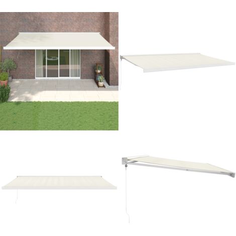 Tenda da Sole Retrattile Crema 5x3 m in Tessuto e Alluminio - Tenda da giardino - Ombra da patio
