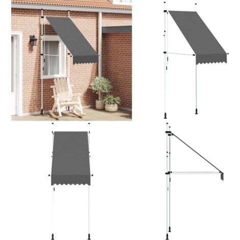 Tenda da Sole Retrattile Manuale 100 cm Antracite - Tenda da sole impermeabile - Tenda da sole per finestra