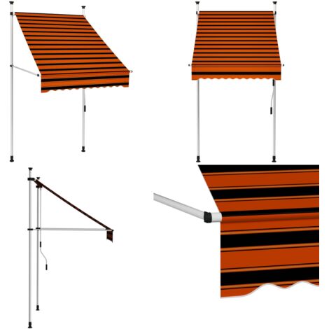Tenda da Sole Retrattile Manuale 100 cm Arancione e Marrone - Tenda da sole retrattile - Tenda da sole impermeabile