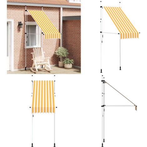Tenda da Sole Retrattile Manuale 100 cm Strisce Arancio Bianche - Tenda da sole impermeabile - Tenda da sole manuale