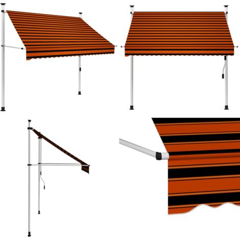 Tenda da Sole Retrattile Manuale 200 cm Arancione e Marrone - Tenda da sole impermeabile - Tenda da sole manuale