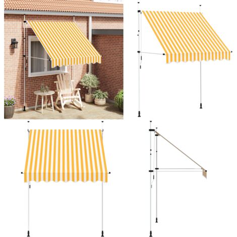Tenda da Sole Retrattile Manuale 200cm Strisce Arancione Bianco - Tenda da sole retrattile - Tenda da sole manuale