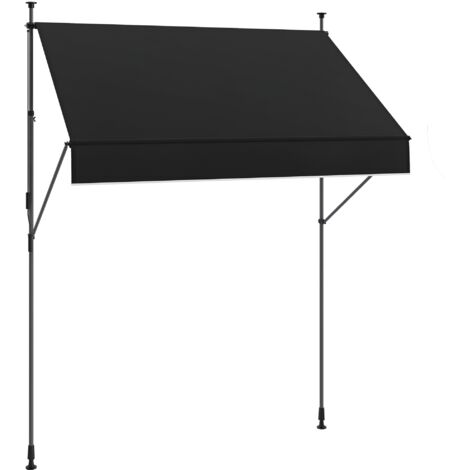 Tenda da sole retrattile manuale 200x120x210-310 cm per balcone e terrazzo con altezza regolabile tramite manovella, colore nero