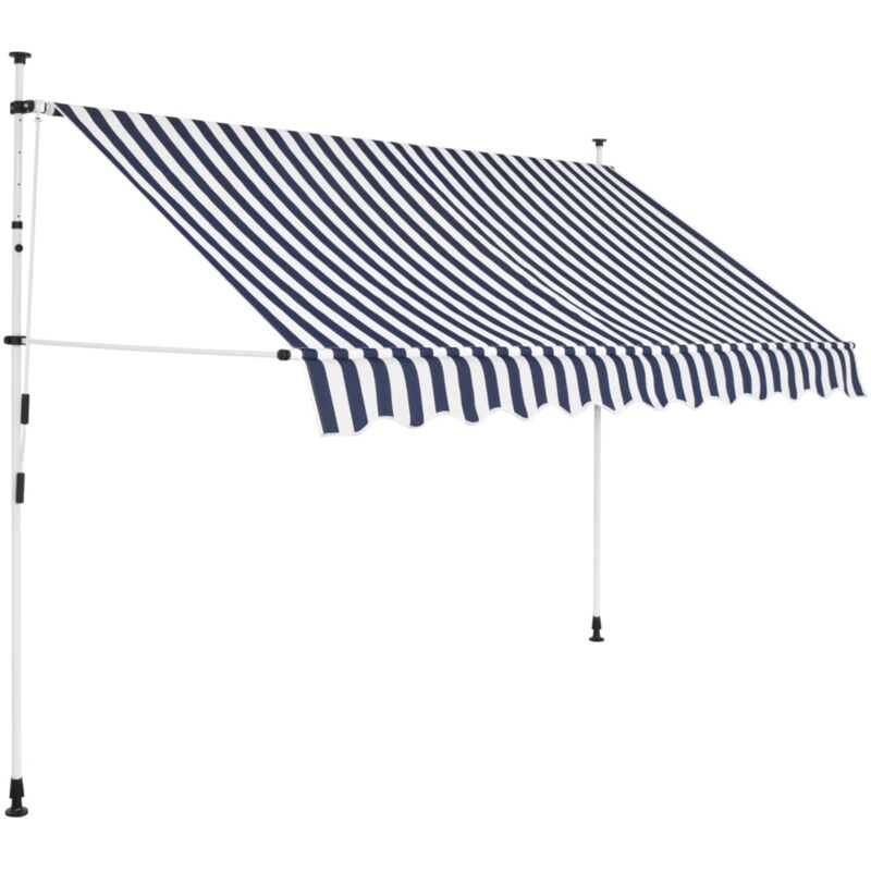 Istruzioni Montaggio Motore Tenda Da Sole.Tenda Da Sole Retrattile Manuale 250 Cm A Strisce Blu E Bianche