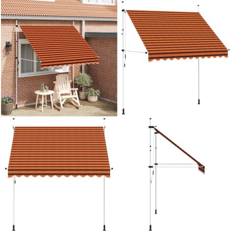 Tenda da Sole Retrattile Manuale 250 cm Arancione e Marrone - Tenda da sole retrattile - Tenda da sole impermeabile
