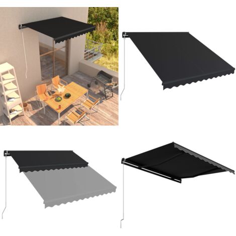 Tenda da Sole Retrattile Manuale 300x250 cm Antracite - Tenda da sole manuale - Tenda da sole con sistema a scomparsa