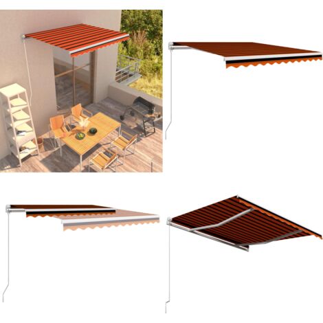 Tenda da Sole Retrattile Manuale 300x250 cm Arancione e Marrone - Tenda da sole manuale - Tenda da sole con sistema a scomparsa