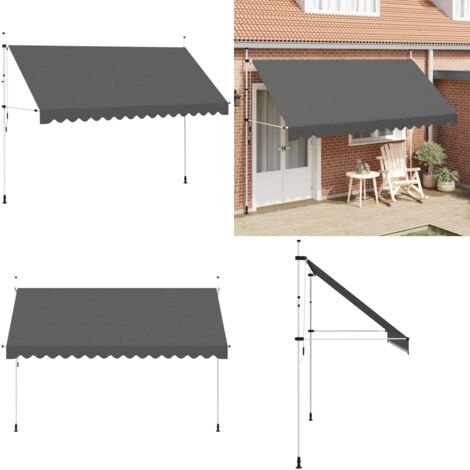 Tenda da Sole Retrattile Manuale 400 cm Antracite - Tenda da sole manuale - Tenda da sole antracite