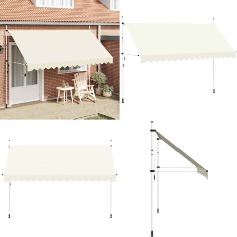 Tenda da Sole Retrattile Manuale 400 cm Crema - Tenda da sole manuale - Tenda da sole per finestra