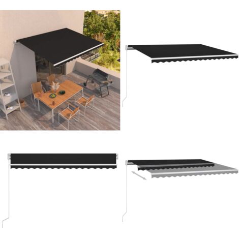 Tenda da Sole Retrattile Manuale 400x350 cm Antracite - Tenda da sole antracite - Tenda da sole alluminio