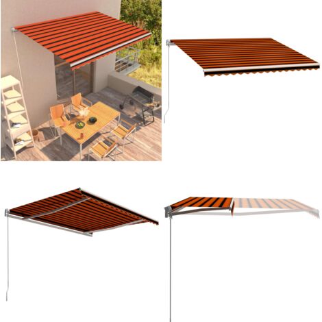 Tenda da Sole Retrattile Manuale 450x300 cm Arancione e Marrone - Tenda da sole manuale - Tenda da sole con sistema a scomparsa