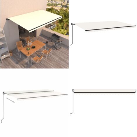 Tenda da Sole Retrattile Manuale 500x300 cm Crema - Tenda da sole esterna - Tenda da sole manuale
