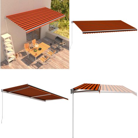 Tenda da Sole Retrattile Manuale 600x300 cm Arancione e Marrone - Tenda da sole manuale - Tenda da sole con sistema a scomparsa