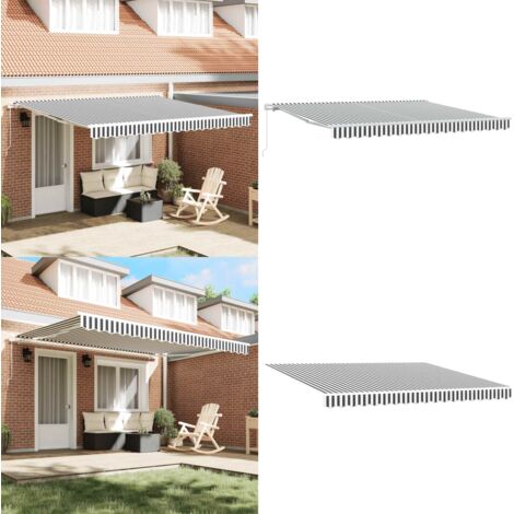 Tenda da Sole Retrattile Manuale Antracite e Bianco 400x300 cm - Tenda da sole antracite - Tenda da sole bianca