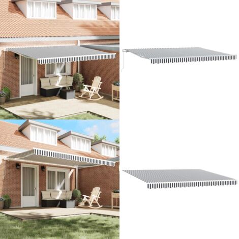 Tenda da Sole Retrattile Manuale Antracite e Bianco 450x300 cm - Tenda da sole antracite - Tenda da sole bianca