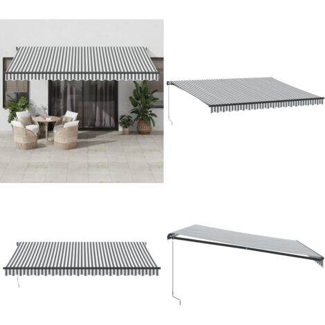 Tenda da Sole Retrattile Manuale Antracite e Bianco 450x350 cm - Tenda retrattile - Protezione dal sole