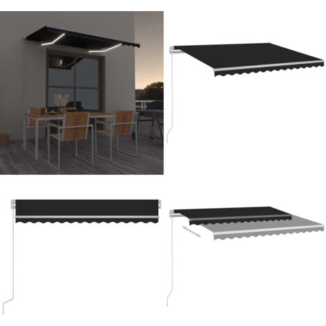 Tenda da Sole Retrattile Manuale con LED 300x250 cm Antracite - Tenda da sole con LED - Tenda da sole esterna