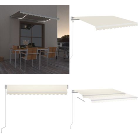 Tenda da Sole Retrattile Manuale con LED 350x250 cm Crema - Tenda da sole con LED - Tenda da sole esterna