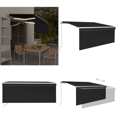 Tenda da Sole Retrattile Manuale con LED 3,5x2,5 m Antracite - Tenda da sole con LED - Tenda da sole esterna