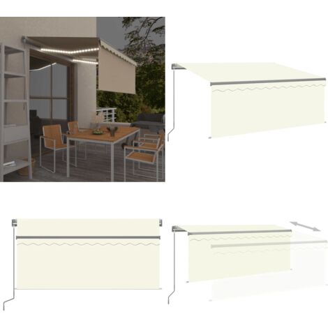 Tenda da Sole Retrattile Manuale con LED 3,5x2,5 m Crema - Tenda da sole con LED - Tenda da sole esterna