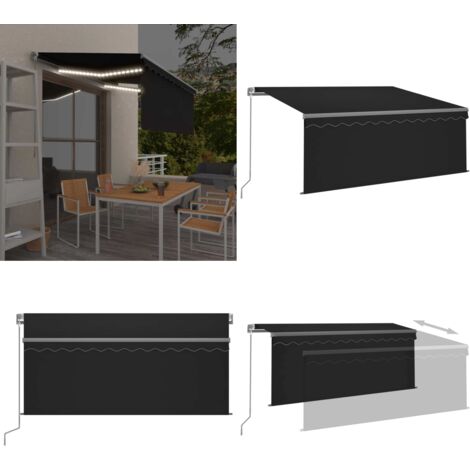 Tenda da Sole Retrattile Manuale con LED 3x2,5 m Antracite - Tenda da sole con LED - Tenda da sole esterna