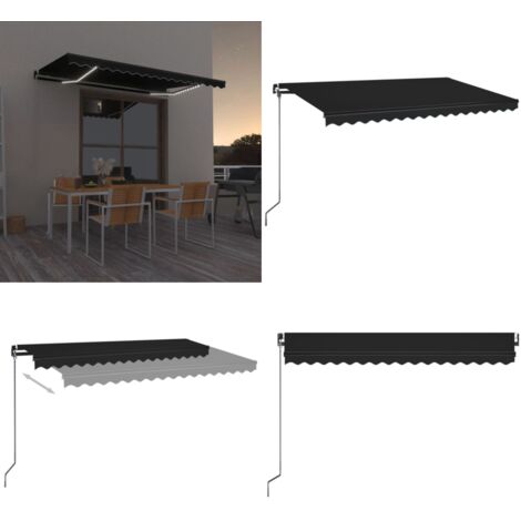 Tenda da Sole Retrattile Manuale con LED 400x350 cm Antracite - Tenda da sole esterna - Tenda da sole con LED