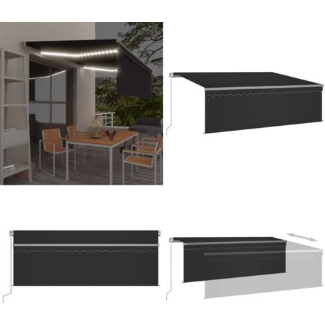Tenda da Sole Retrattile Manuale con LED 4,5x3 m Antracite - Tenda da sole con LED - Tenda da sole esterna