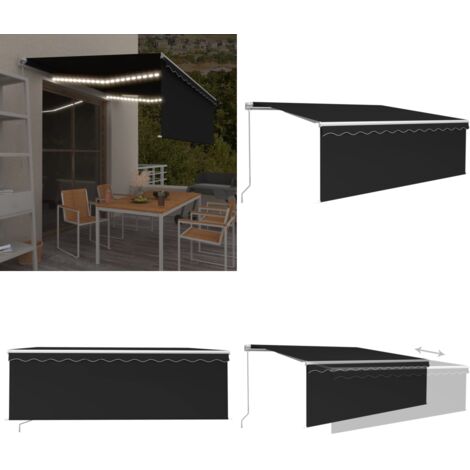 Tenda da Sole Retrattile Manuale con LED 4x3 m Antracite - Tenda da sole con LED - Tenda da sole esterna