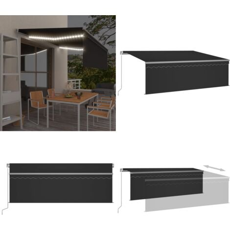 Tenda da Sole Retrattile Manuale con LED 4x3 m Antracite - Tenda da sole retrattile - Tenda da sole con LED