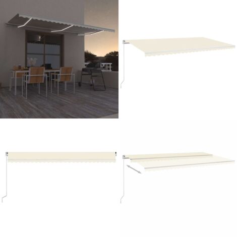 Tenda da Sole Retrattile Manuale con LED 600x300 cm Crema - Tenda da sole con LED - Tenda da sole esterna