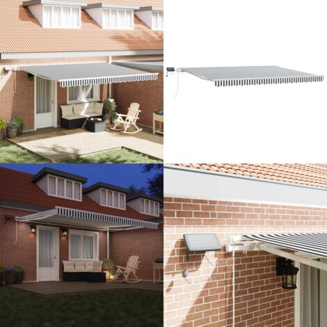 Tenda da Sole Retrattile Manuale con LED Antracite e Bianco - Tenda da sole con luci LED - Tenda da sole antracite