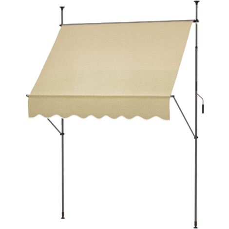 Tenda da sole retrattile manuale con manovella 200x120x210-300 cm con altezza regolabile, impermeabile e resistente ai raggi UV, beige