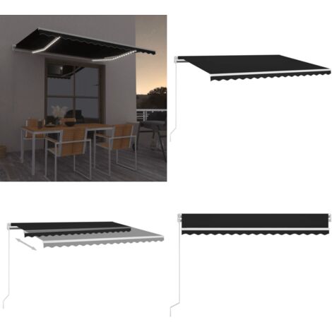 Tenda da Sole Retrattile Manuale LED 450x350 cm Antracite - Tenda da sole LED - Tenda da sole esterna